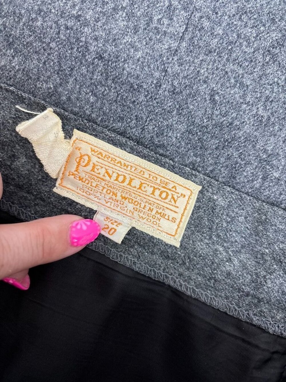 Vintage Pendleton women's 20 grey 100% virgin wool maxi midi skirt cottagecore - Picture 6 of 6